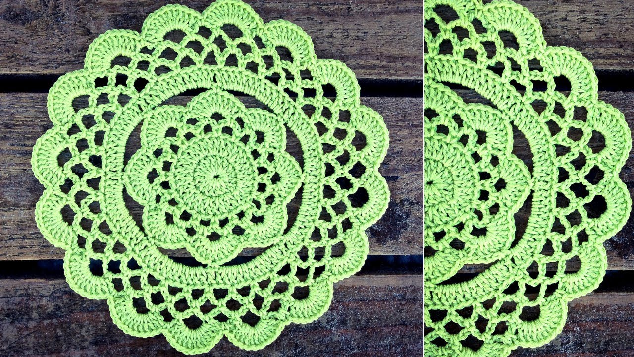 How To Crochet Very Easy Rustic Flower Doily