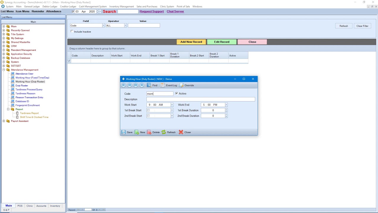 Video 3 - Working Hour  (Duty Roster)