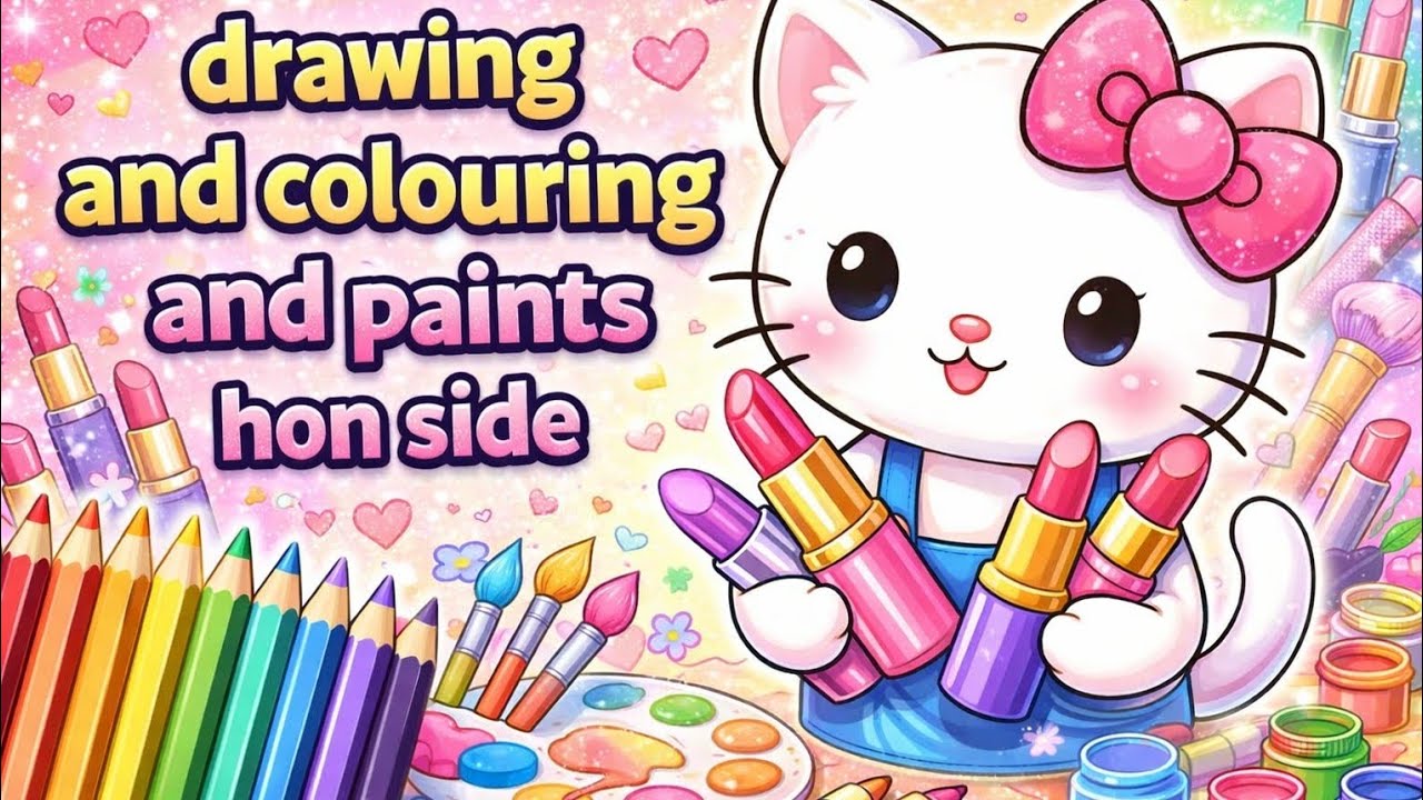 Hello Kitty Lipstick Drawing, Coloring For kids and toddlers