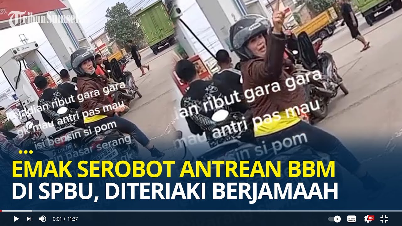 Seorang Emak Serobot Antrean BBM di SPBU, Diteriaki dan Diklakson Pemotor Lain