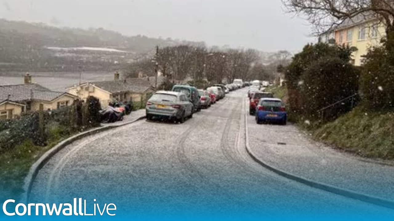 Snow is falling in Cornwall