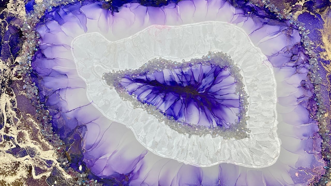 [92] Geode / Agate Slice Alcohol Ink Art Tutorial (no resin in this!)