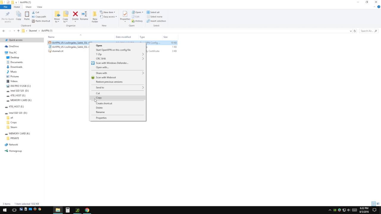 Configure Stunnel and OpenVPN on Windows 10 with AirVPN