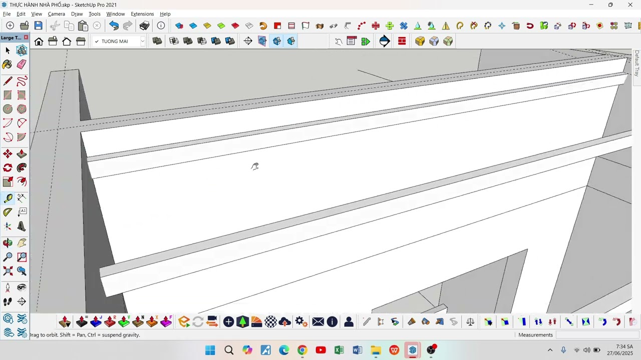 Bài 9 - Vẽ Tường Tầng Mái và Chi Tiết Kết Cấu Mái Tôn Trong SketchUp |  Sketchup Chi Nguyen