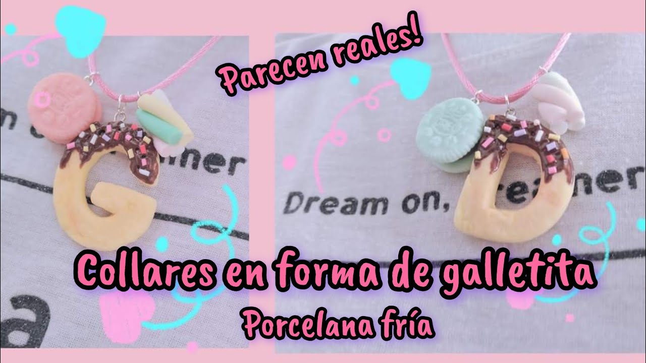 Haz collares en forma de galletita de Porcelana fría 🍩🍩 /tutorial fácil /manualidades kawaii