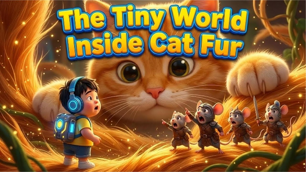 A Journey into the Tiny World Inside Cat Fur – A Pixar Style