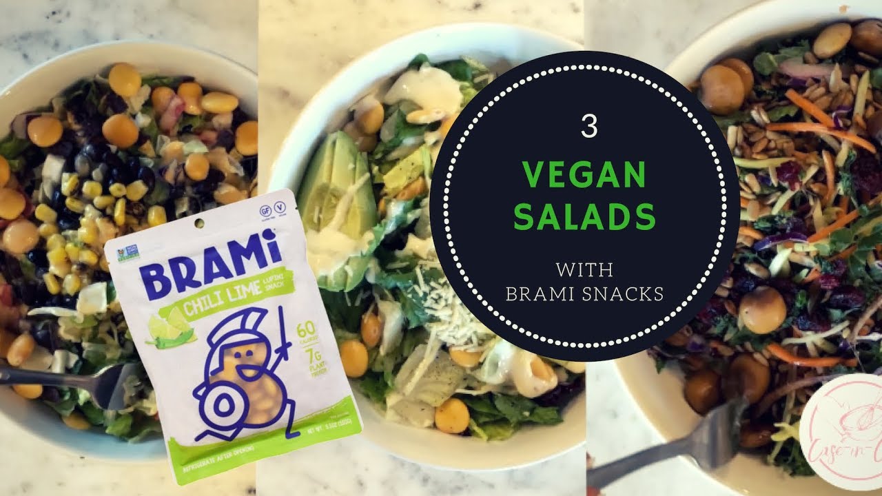 3 VEGAN Plant-Based SALAD RECIPES using BRAMI LUPINI BEAN Snacks! | GENIUS BAKING