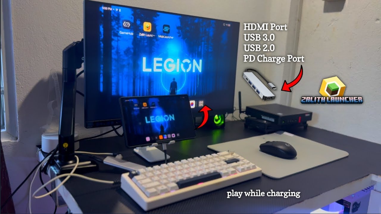 как играть в Minecraft Java на Android с монитором, мышью и клавиатурой во время зарядки zalithla...