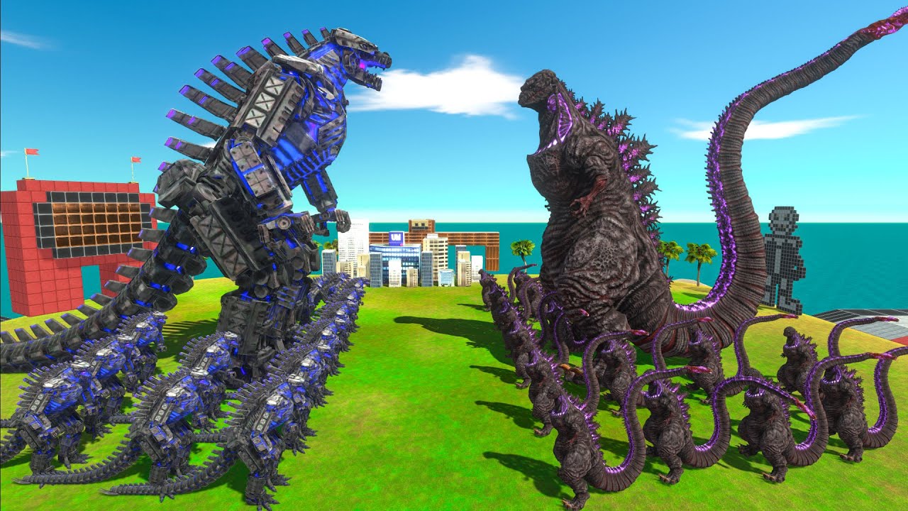 Growing Supercharged Mechagodzilla VS Shin Godzilla Size Comparison - Animal Revolt Battle Simulator