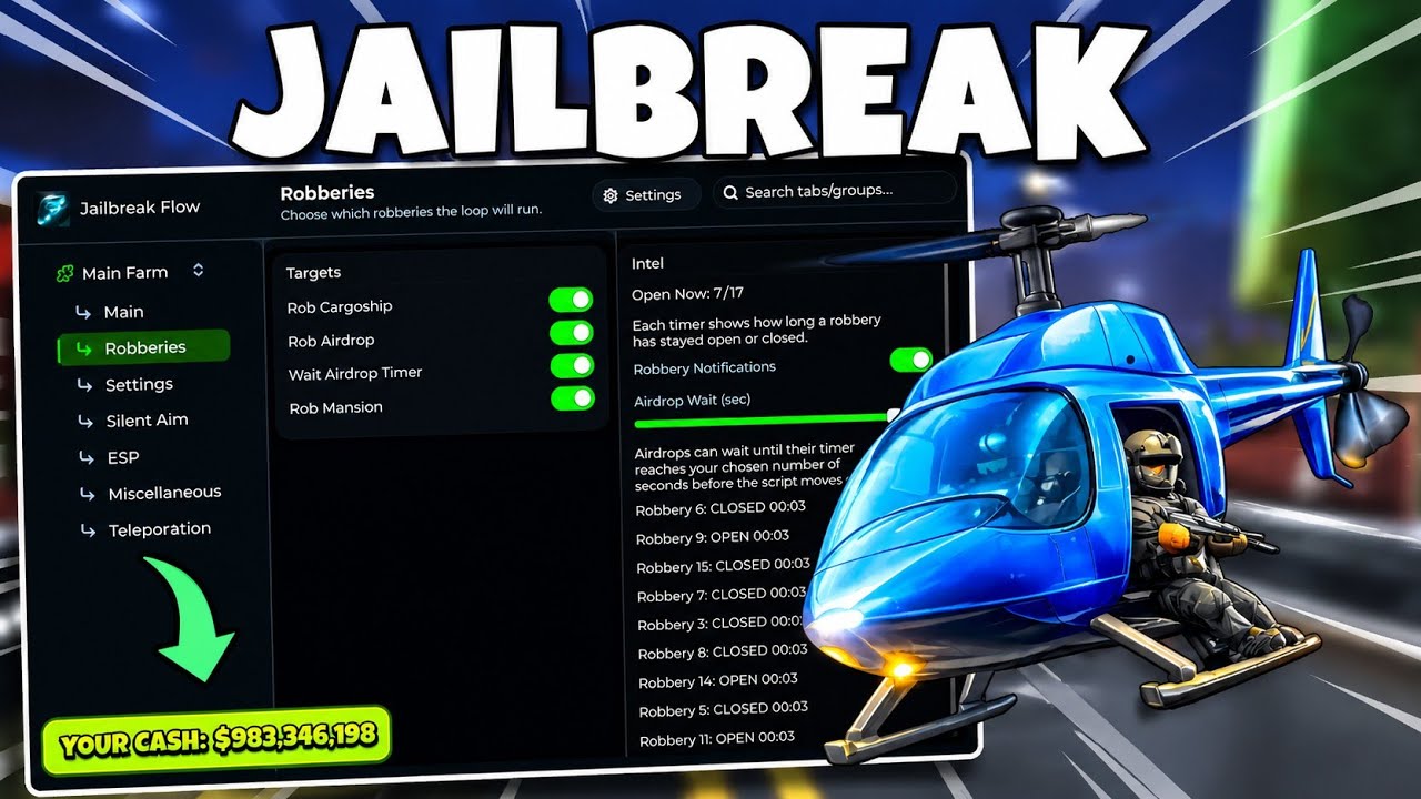 BEST 🚔 Jailbreak Script 2026 💰 Auto Farm, Silent Aim, ESP
