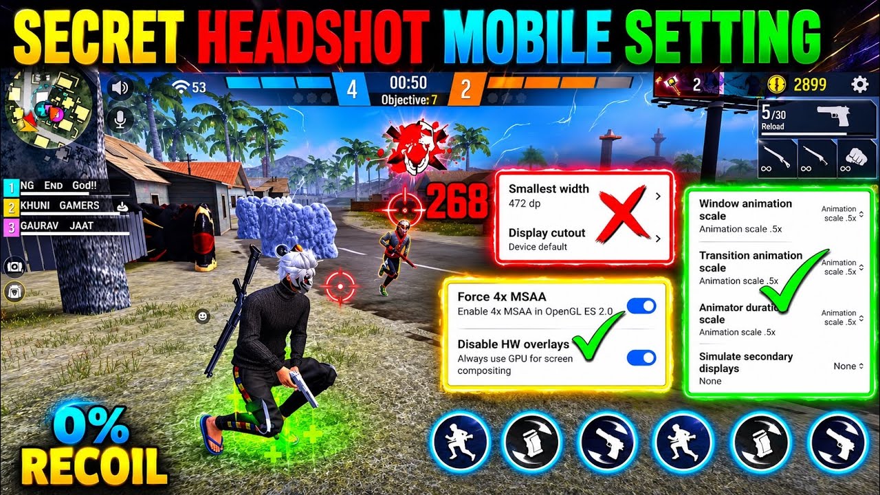 Free Fire Auto Headshot Trick 2025 Sensitivity | 2gb, 4gb, 6gb, 8gb Ram Headshot Sensitivity Setting