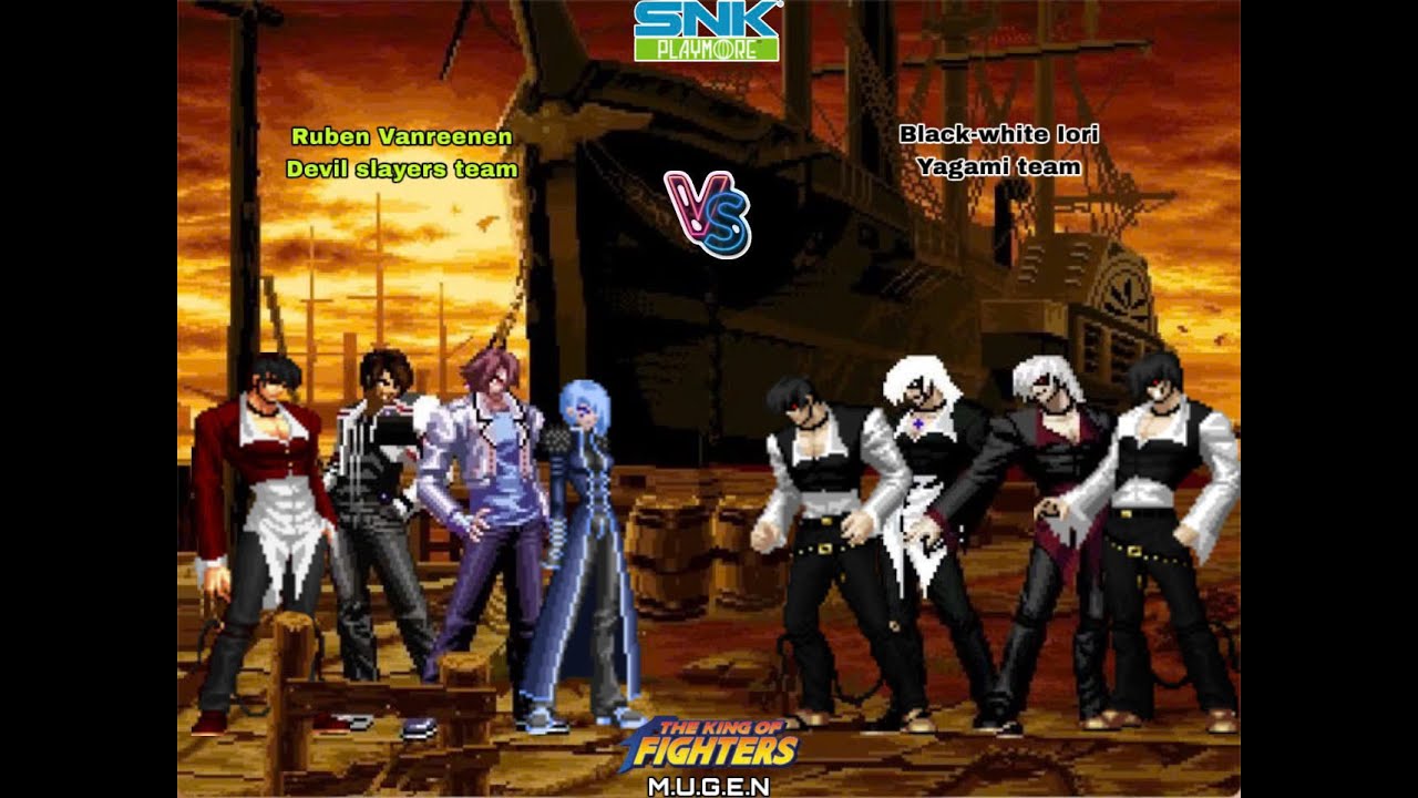KOF MUGEN - Ruben Vanreenen's devil slayers team VS Black-white Iori Yagami team