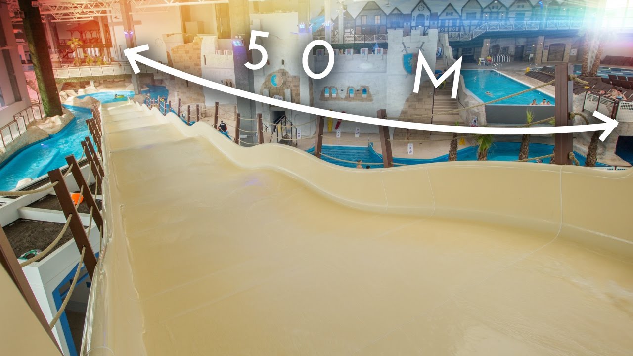 Longest Family Slide EVER (50 m!) at Aquapark Reda, Poland