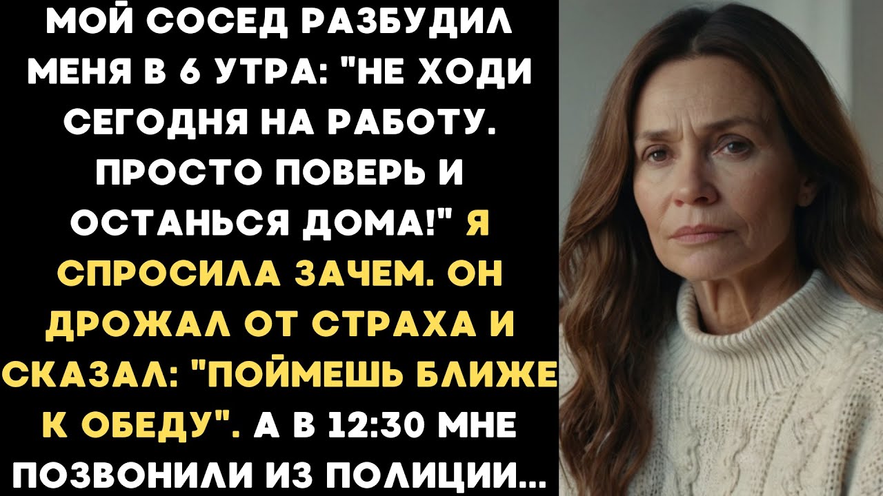Мой сосед разбудил меня в 6 утра: «Не ходи сегодня на работу. Просто поверь мне и останься дома...»