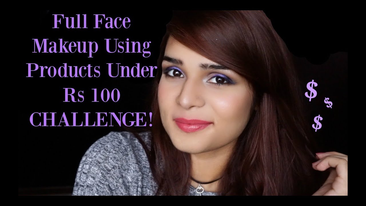 Full Face of Makeup Using Products Under Rs 100 CHALLENGE!! Lavender eyes~ || That Look You Love