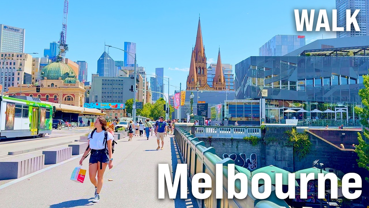 Melbourne, AUSTRALIA Walking Tour with Captions & BEACH WALK [4K/60fps]
