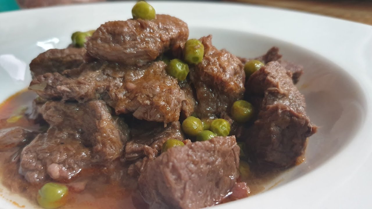 Espaldilla estofada con guisantes en Thermomix