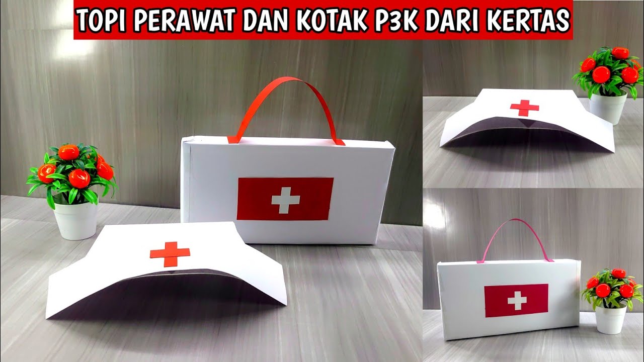 CARA MEMBUAT TOPI PERAWAT DAN KOTAK P3K DARI KERTAS | TOPI PROFESI DARI KERTAS