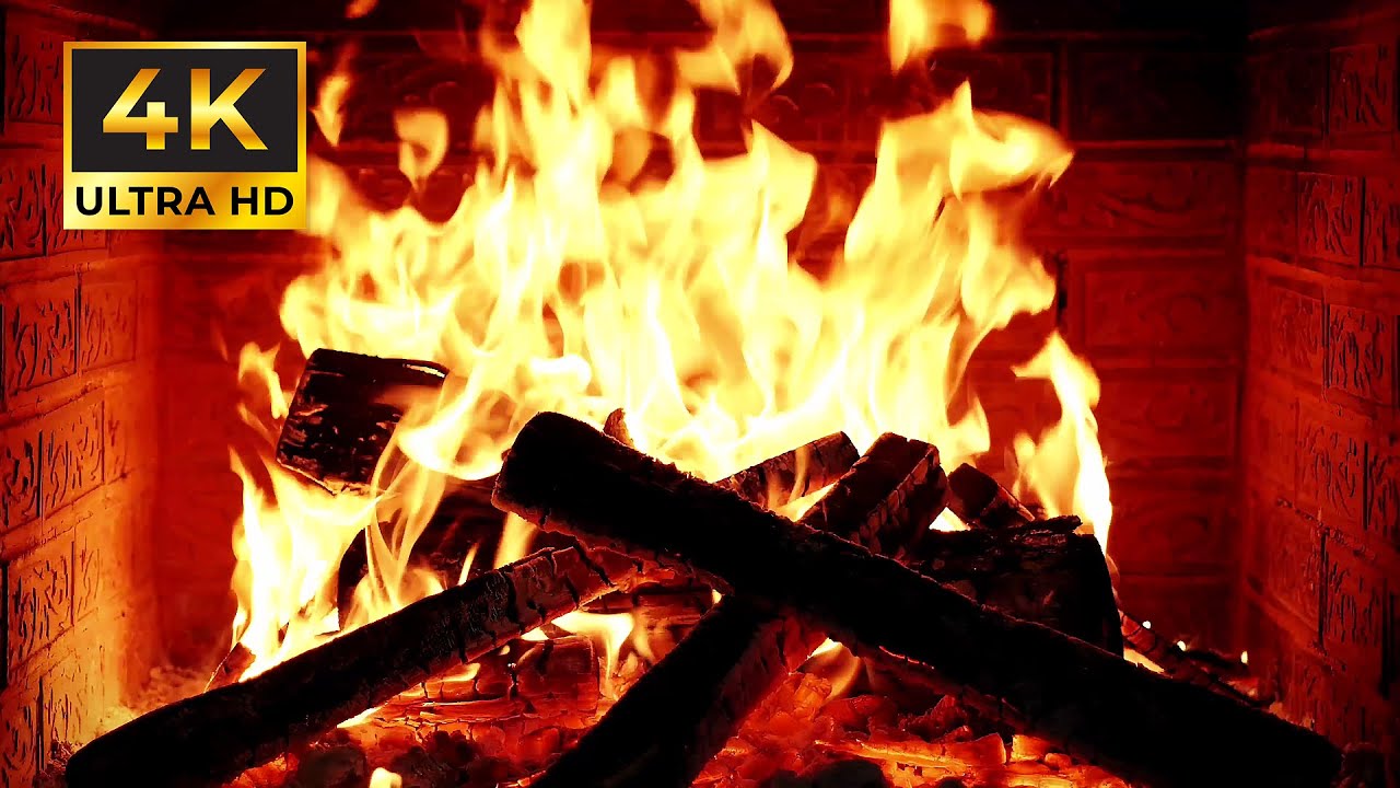 🔥 Magical Christmas Night Fireplace 4K — Cozy Crackling Fire Ambience (LIVE 12 Hours)
