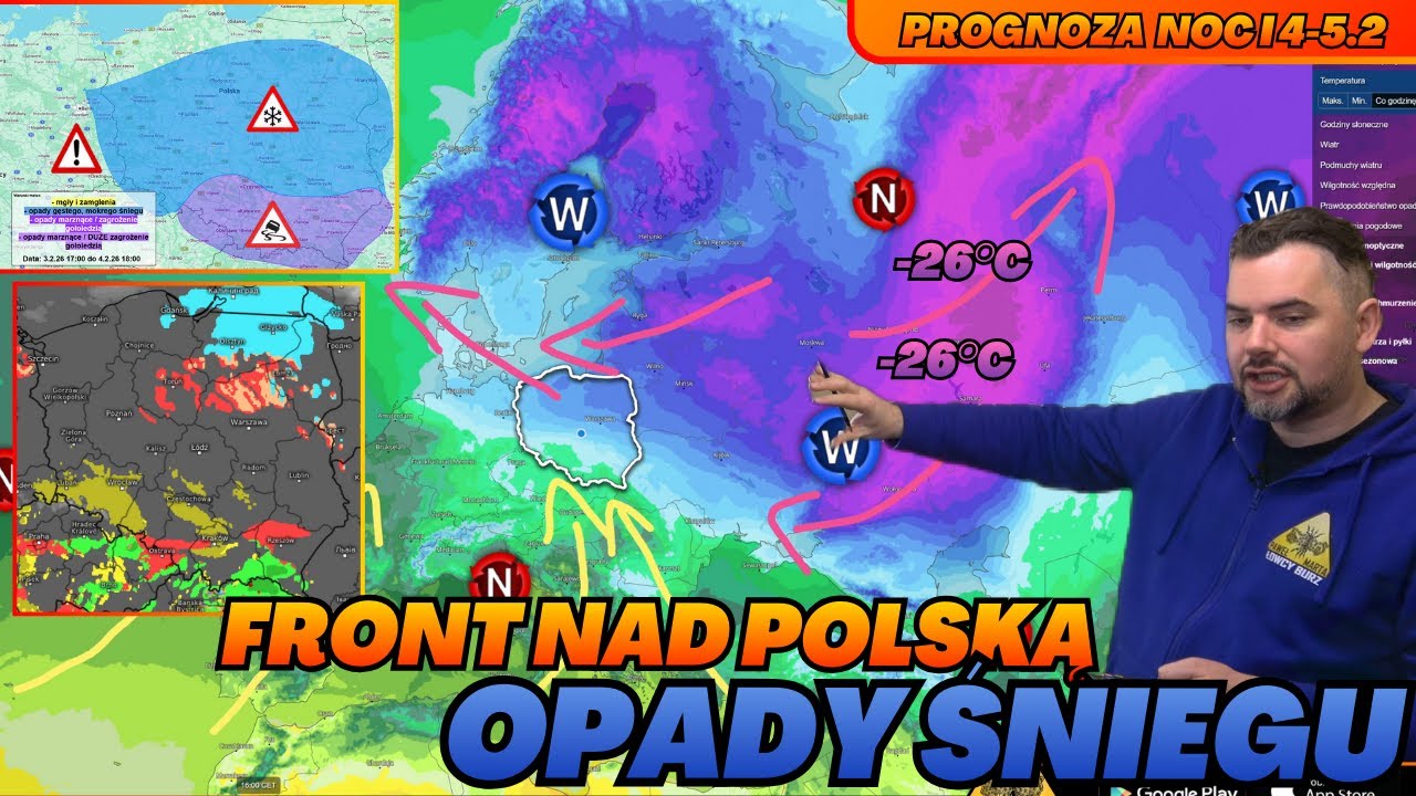 Front nad Polską. Opady mokrego śniegu i opady marznące. Nadchodzą zmiany. Prognoza pogody