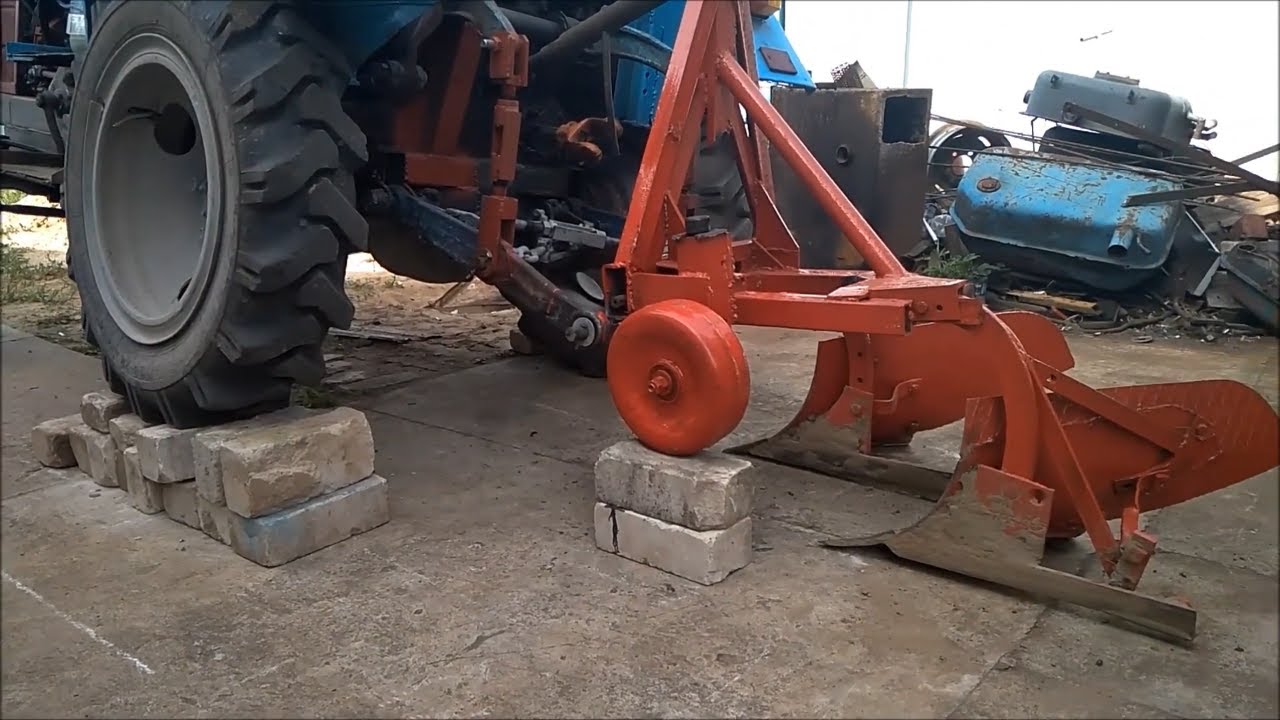 Настройка плуга Самодельный плуг 2х30  Работа ВОМ Трактор Mercedes homemade tractor