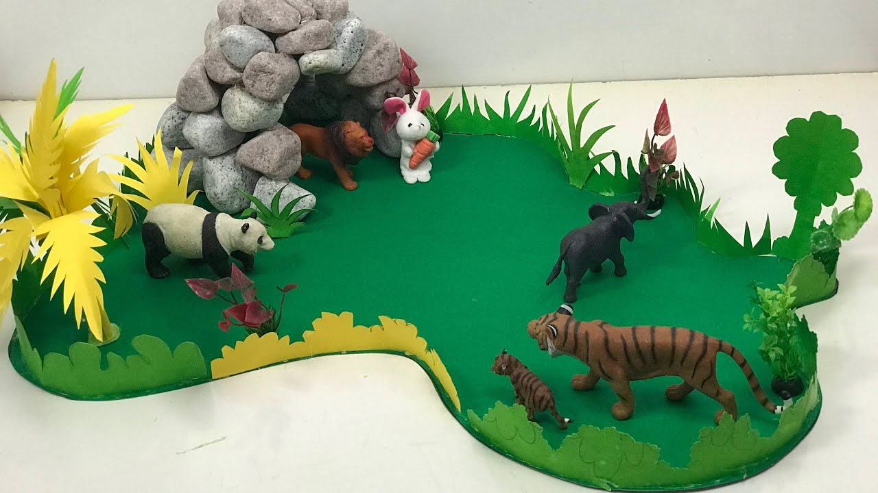 Forest model with den for science exhibition | Easy & quick way to make small forest model