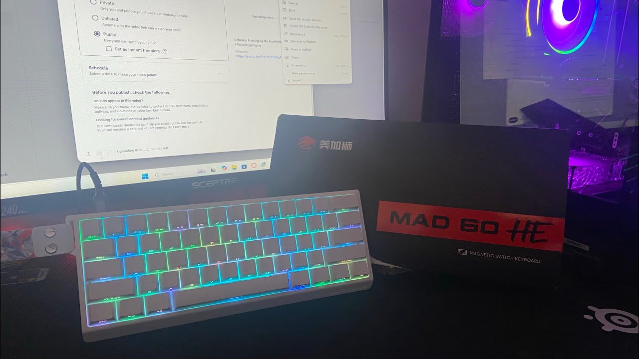 Unboxing & setting up the Mad60HE keyboard + Fortnite gameplay