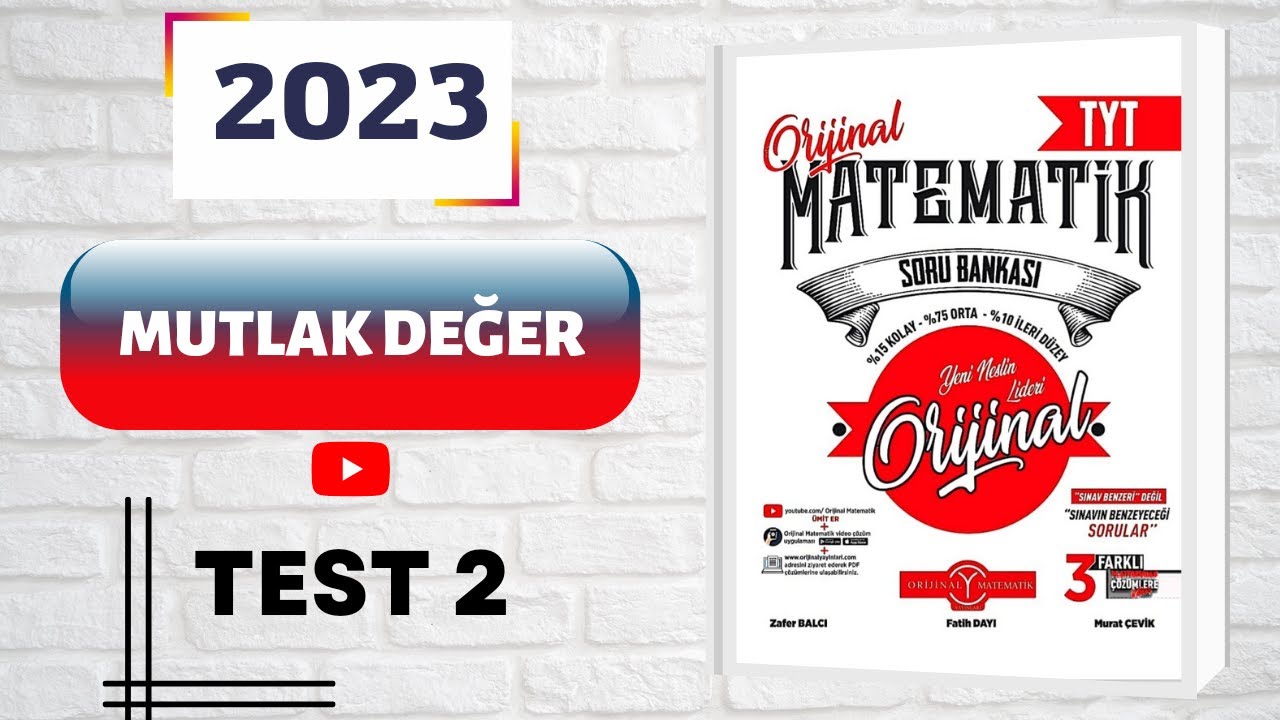MUTLAK DEĞER  TEST 2-2023 TYT MATEMATİK SORU BANKASI(ÜMİT ER) #orjinaltytmatematik#2023yks