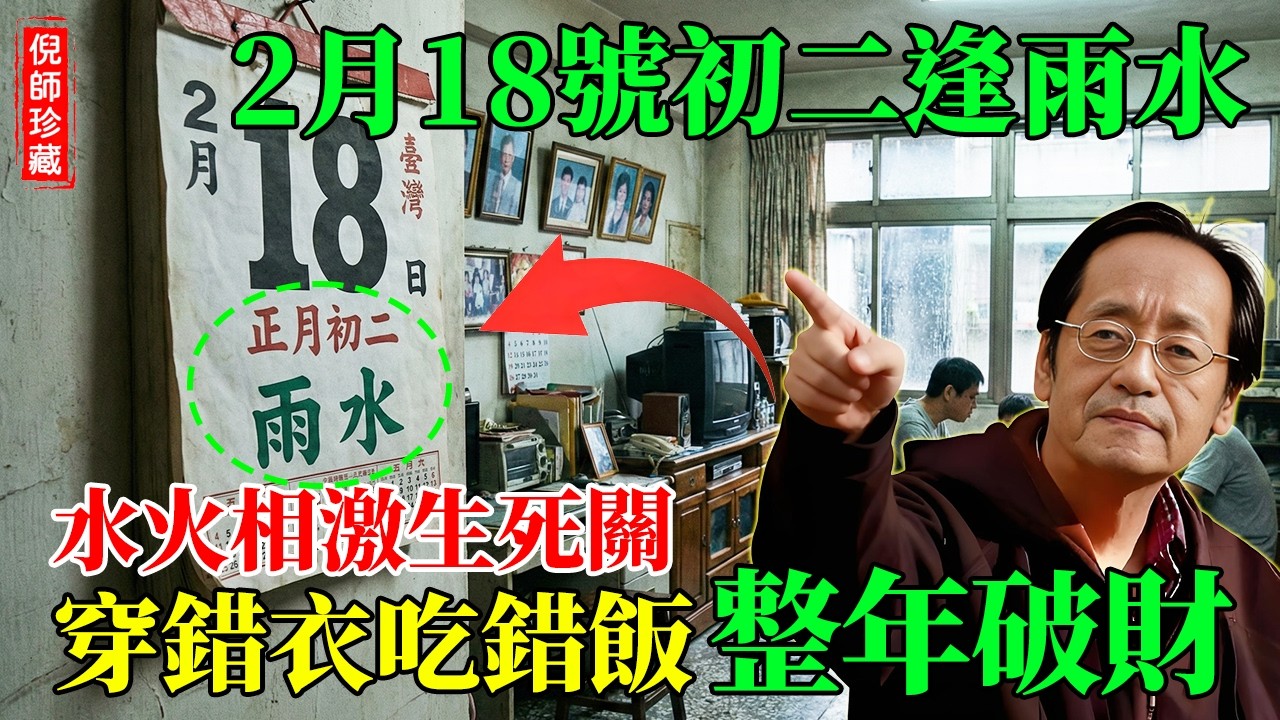 倪海廈：2月18號正月初二逢「雨水」！這天是「水火相激」生死關，穿錯衣、吃錯飯，整年犯小人！財神過門不入！#倪海廈 #正月初二 #雨水節氣 #2月18日 #招財風水 #犯太歲 #回娘家 #居家風水