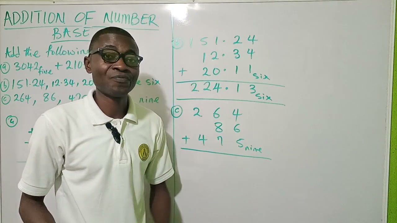 Joshua Okwuwe Online Maths -  ADDITION IN NUMBER BASES