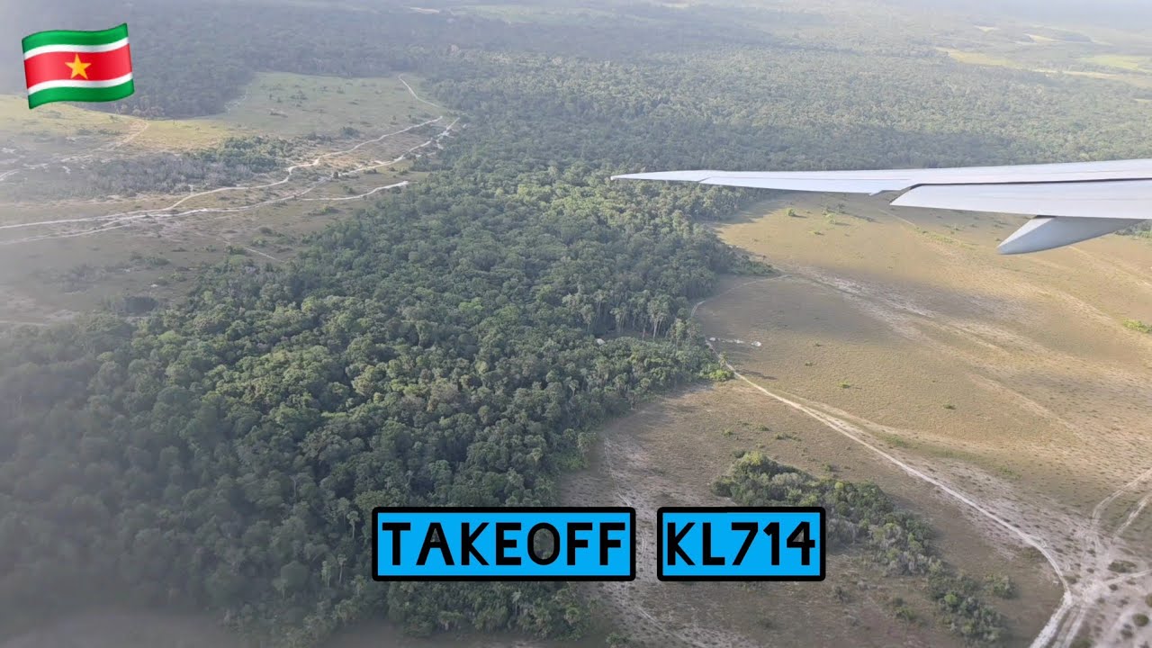 Takeoff KLM KL714 from Suriname 🇸🇷 | Beautiful Aerial Views