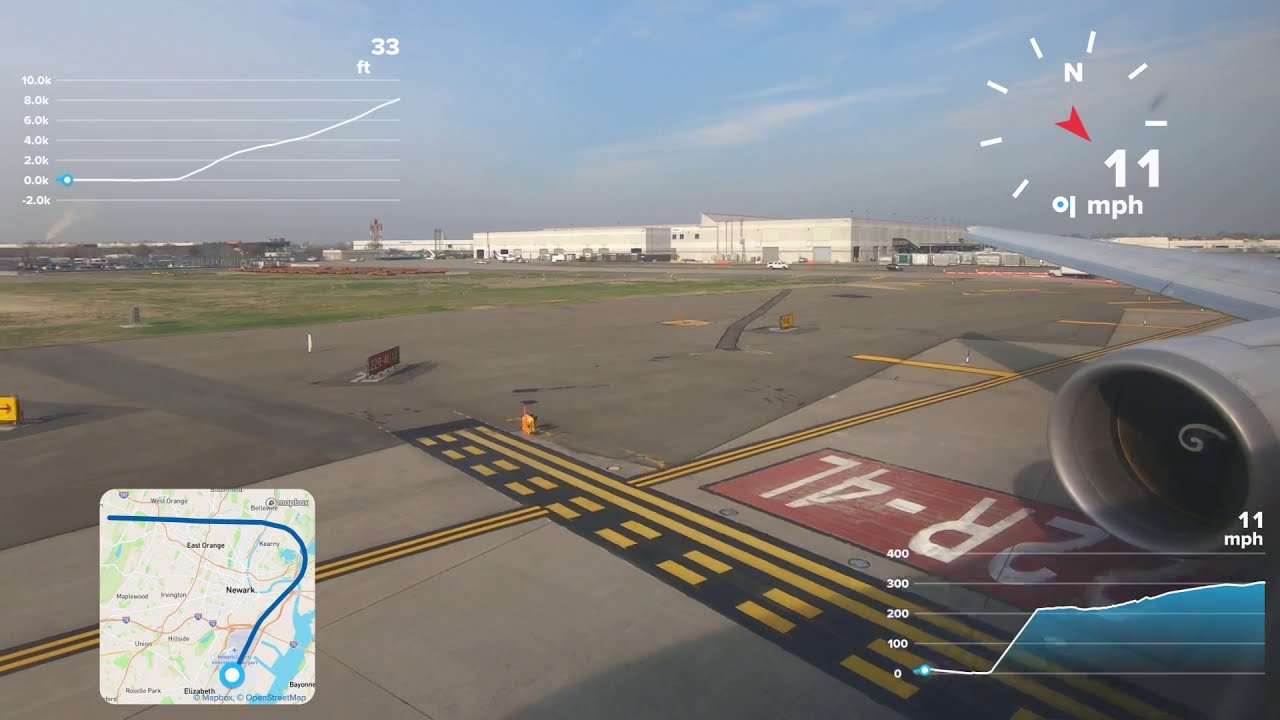 GoPro GPS - United Airlines 767 Takeoff at EWR - Beautiful New York Takeoff!