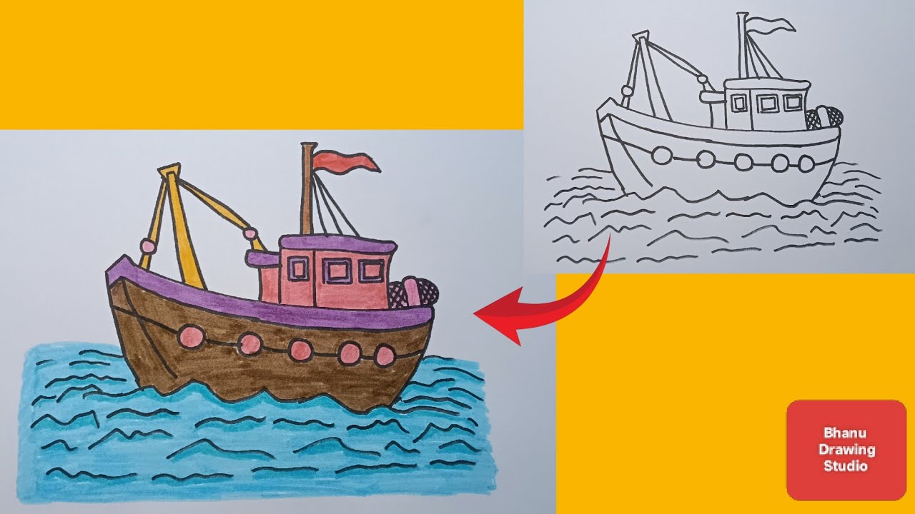 How to Draw a Ship l ship drawing for children l step by step drawing and colouring videos for kids 