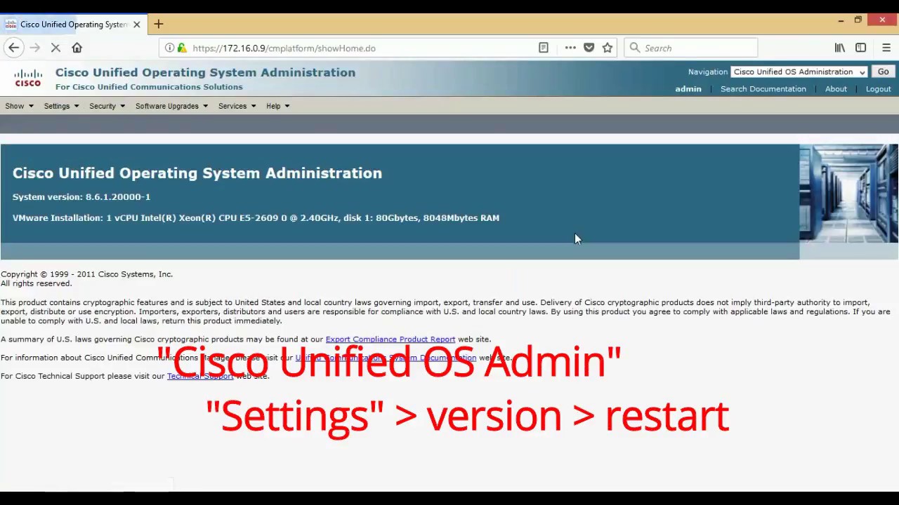 How to Restart Call Manager : วิธีรีสตาร์ท CUCM 8.6