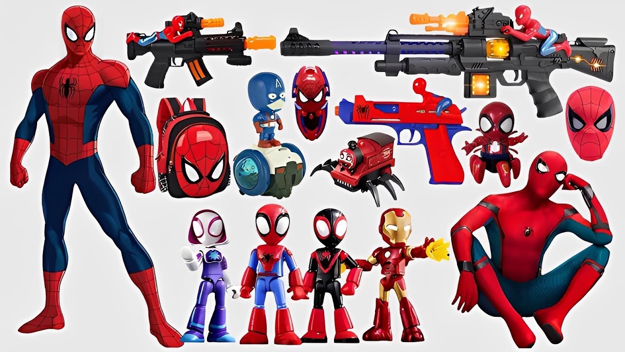 Marvel Spider-Man series unbox,popular Spider-Man action dolls,Spider-Man popular electric toy gun