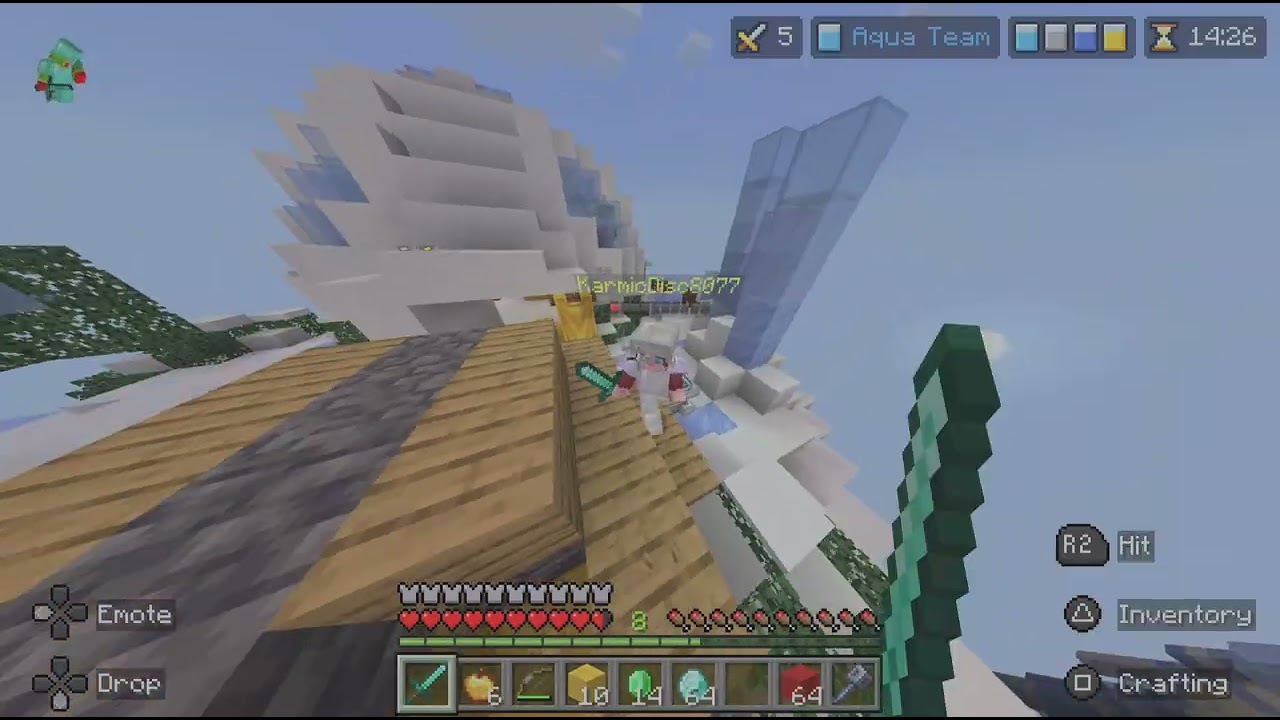 winning a game in Minecraft bedwars bedrock