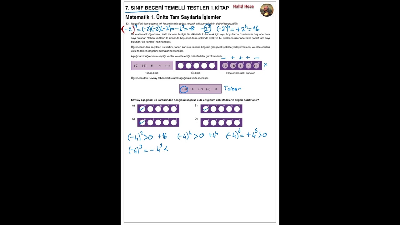 7. Sınıf Beceri Temelli Testler 1. kitap Matematik 1. Ünite Tam Sayılarla İşlemler 13. Soru
