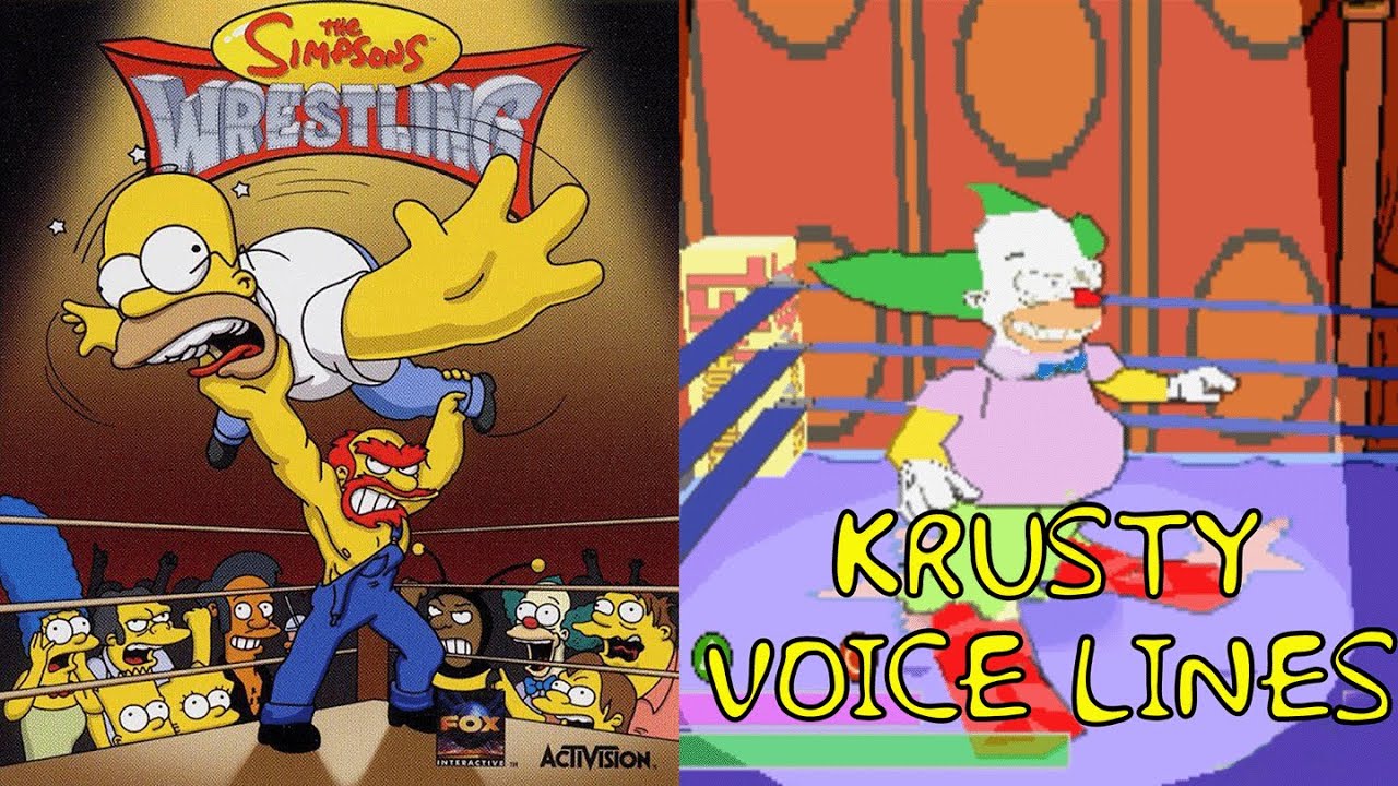 Krusty The Clown's Pre-Fight Voice Lines | The Simpsons Wrestling | PS1 |