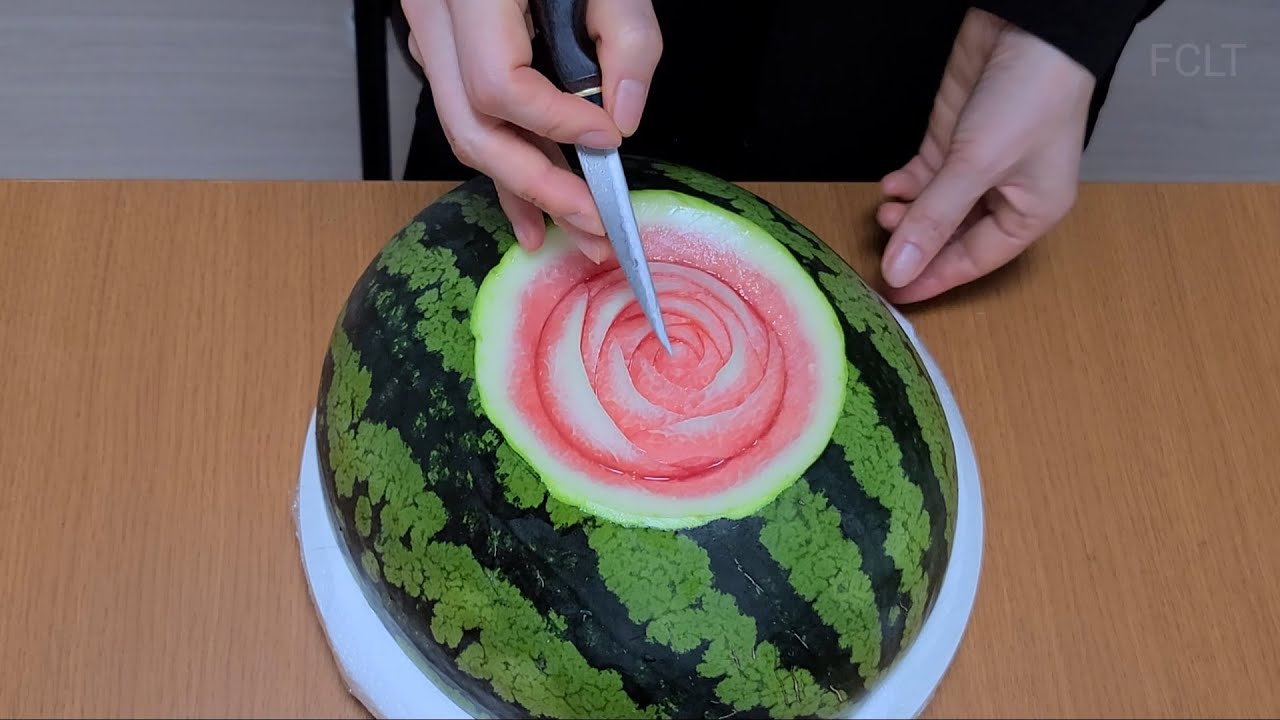 3강 : 수박에 직접 조각해보는 기본 꽃봉오리 (Lesson 3 : Practice basic flower bud carving on watermelon)