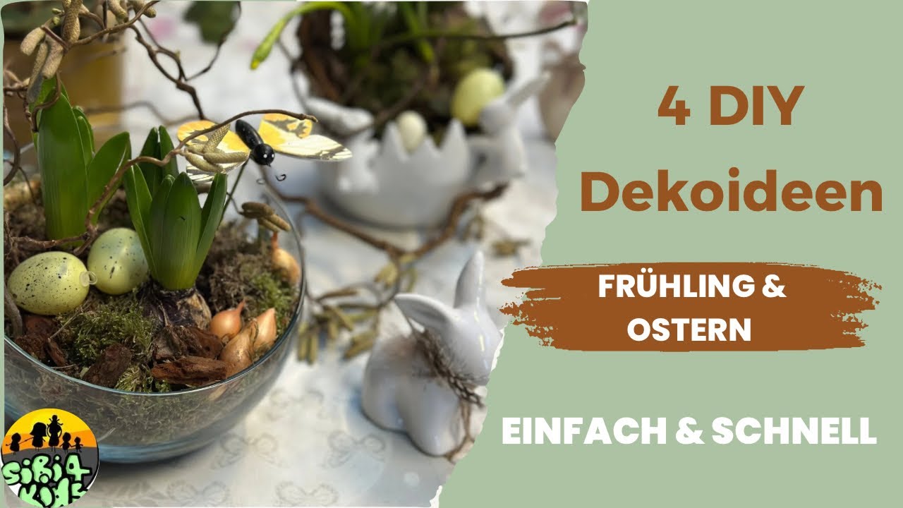 4 DIY Dekoideen f&uuml;r Fr&uuml;hling & Ostern #Floristik #diy einfach Tutorial f&uuml;r Fr&uuml;hlingsdekoration #easy