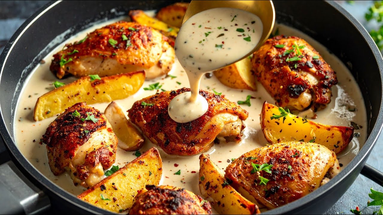 Ich koche dreimal pro Woche Hähnchen mit Kartoffeln! Es gelingt immer perfekt.