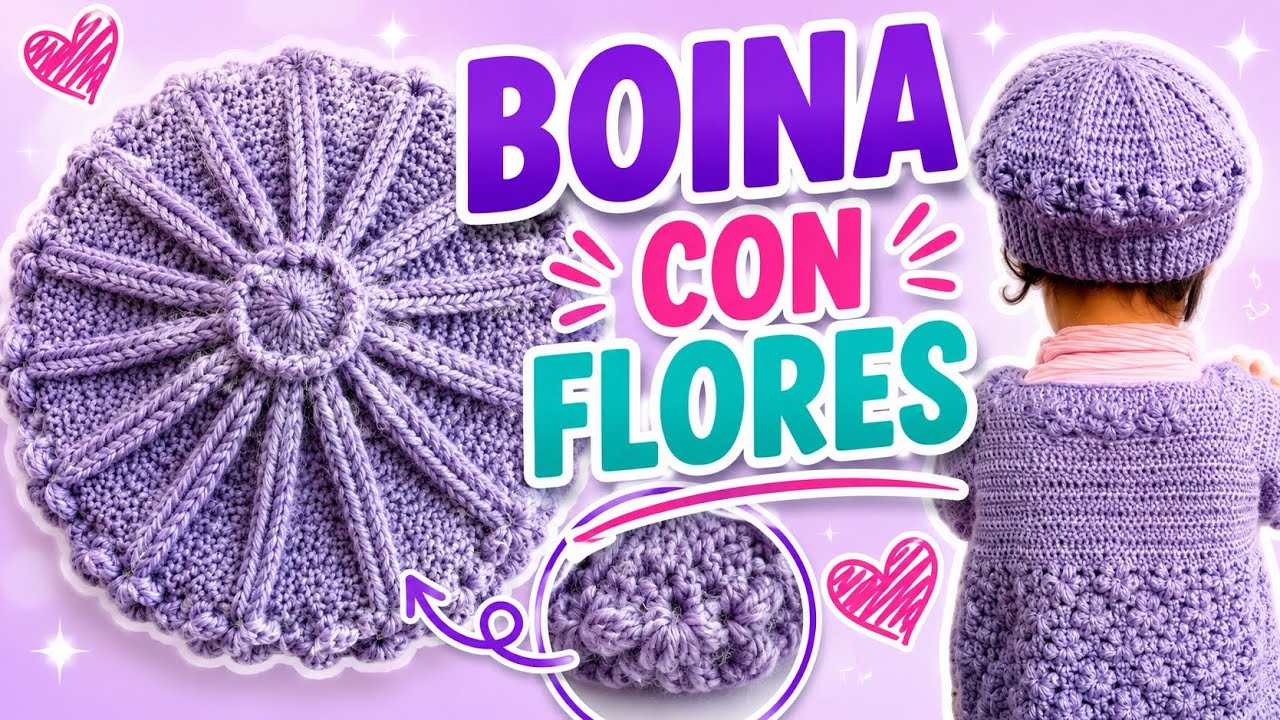 Hermosa Boina Con Flores A Crochet | Tutorial | Conjunto Del Cardigan Niña