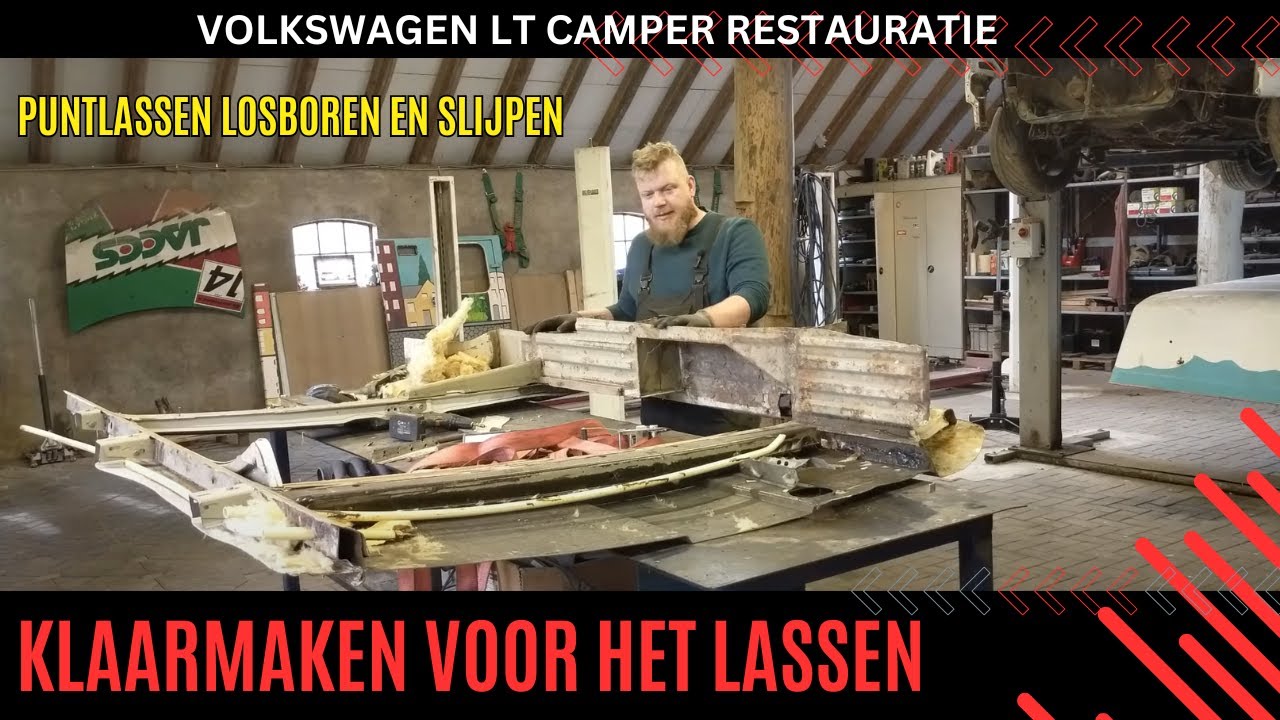 Werkplaatsvlog 13 Camper project:  voorbereiding plaatwerk en Puntlassen uitboren, Volkswagen LT
