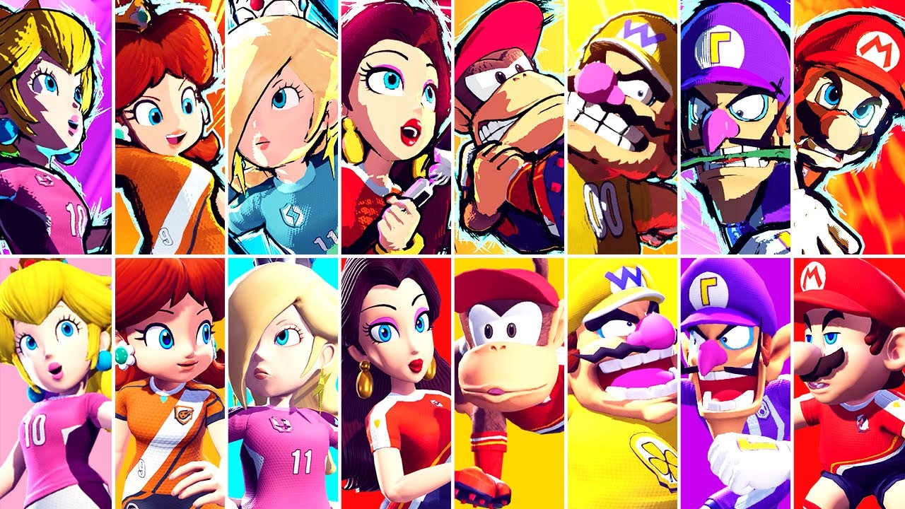 Mario Strikers Battle League - All Characters (Pauline & Diddy Kong Included)