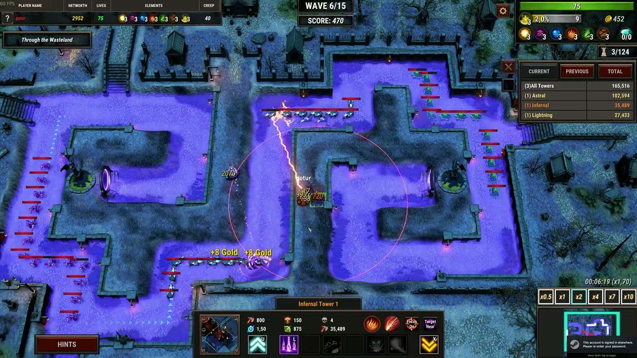 Element TD 2 - Level 8 - A Waste of Land - Legendary difficulty - No creep lost