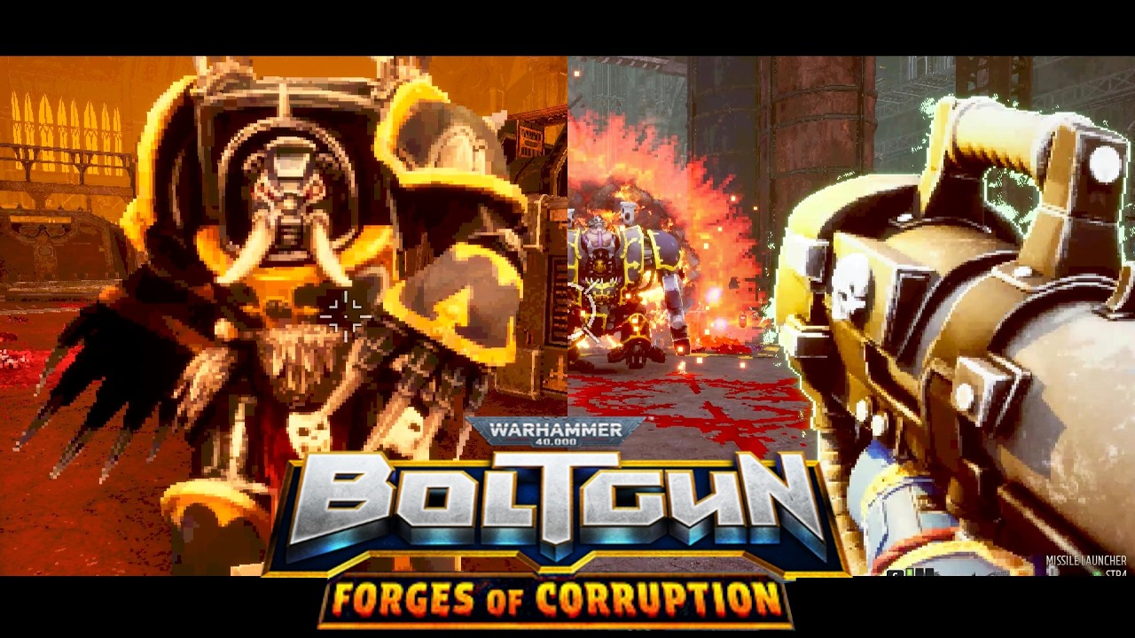 The new Enemies and Weapons of the Warhammer 40K: Boltgun DLC Forges of Corruption