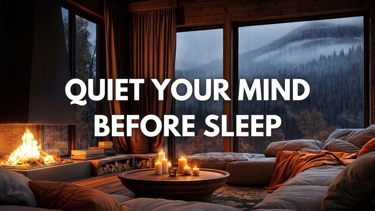 Autumn Mountain Retreat 🍂 Cozy Fireplace Ambience with Gentle Rain & Wind #fireplace10hours