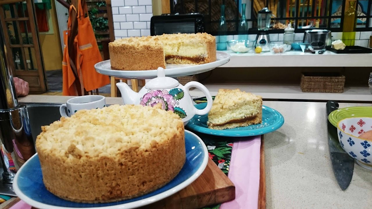 Torta arenada de dulce de leche y ricota