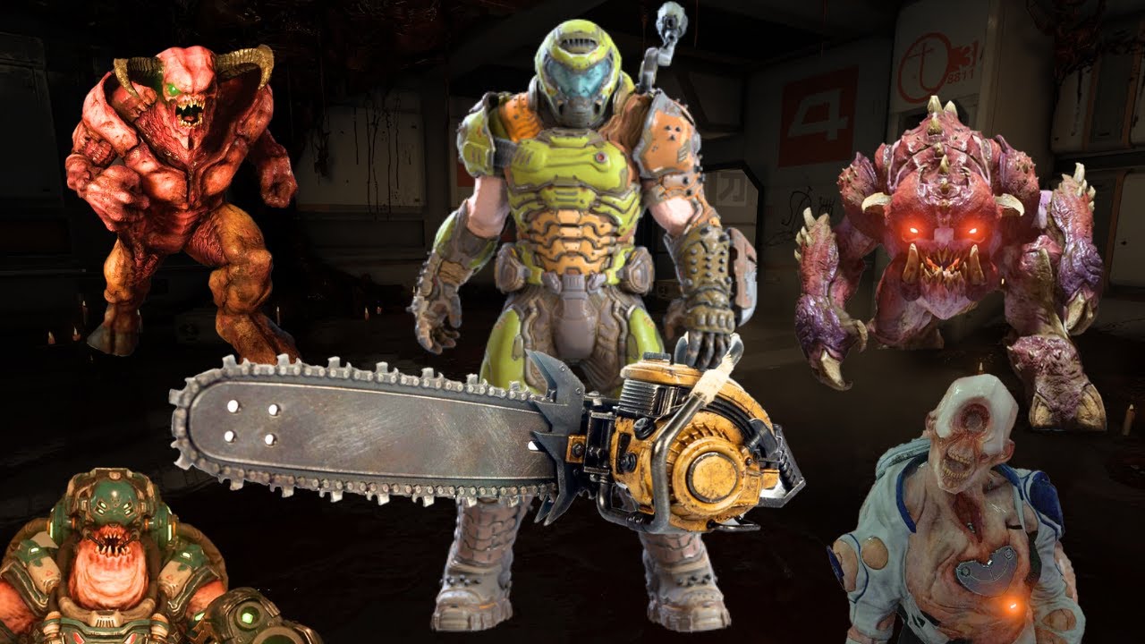 DOOM 2016 Destroying All Enemies With Chainsaw (Every Animation)