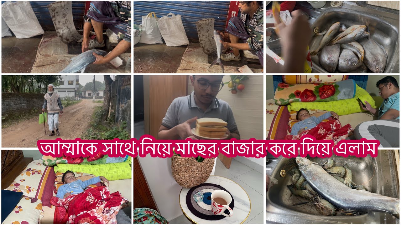 মা কে নিয়ে বাজারে গিয়ে মাছ কিনে দিলাম ভাইয়ের বউরা সুন্দর করে প‍্যাকেট করে ফ্রিজে রাখলো